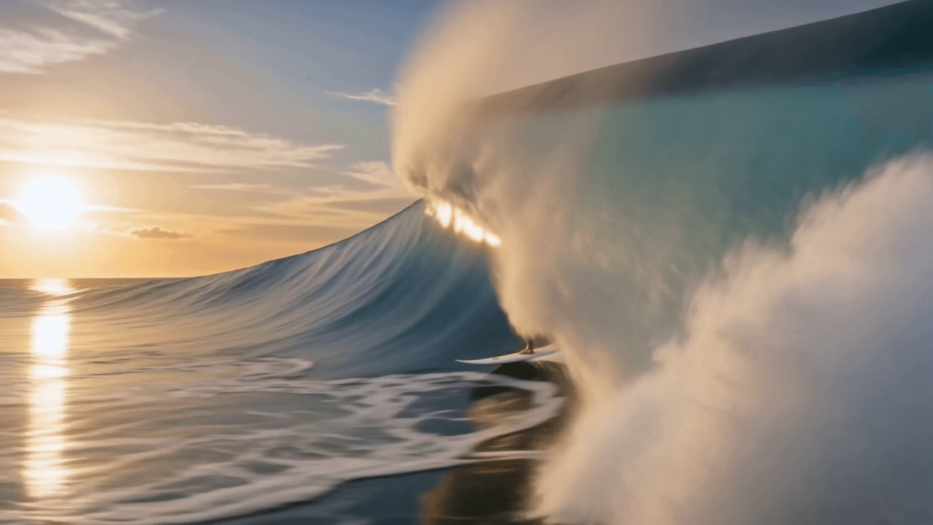 Illustration of a surfer riding a barrel